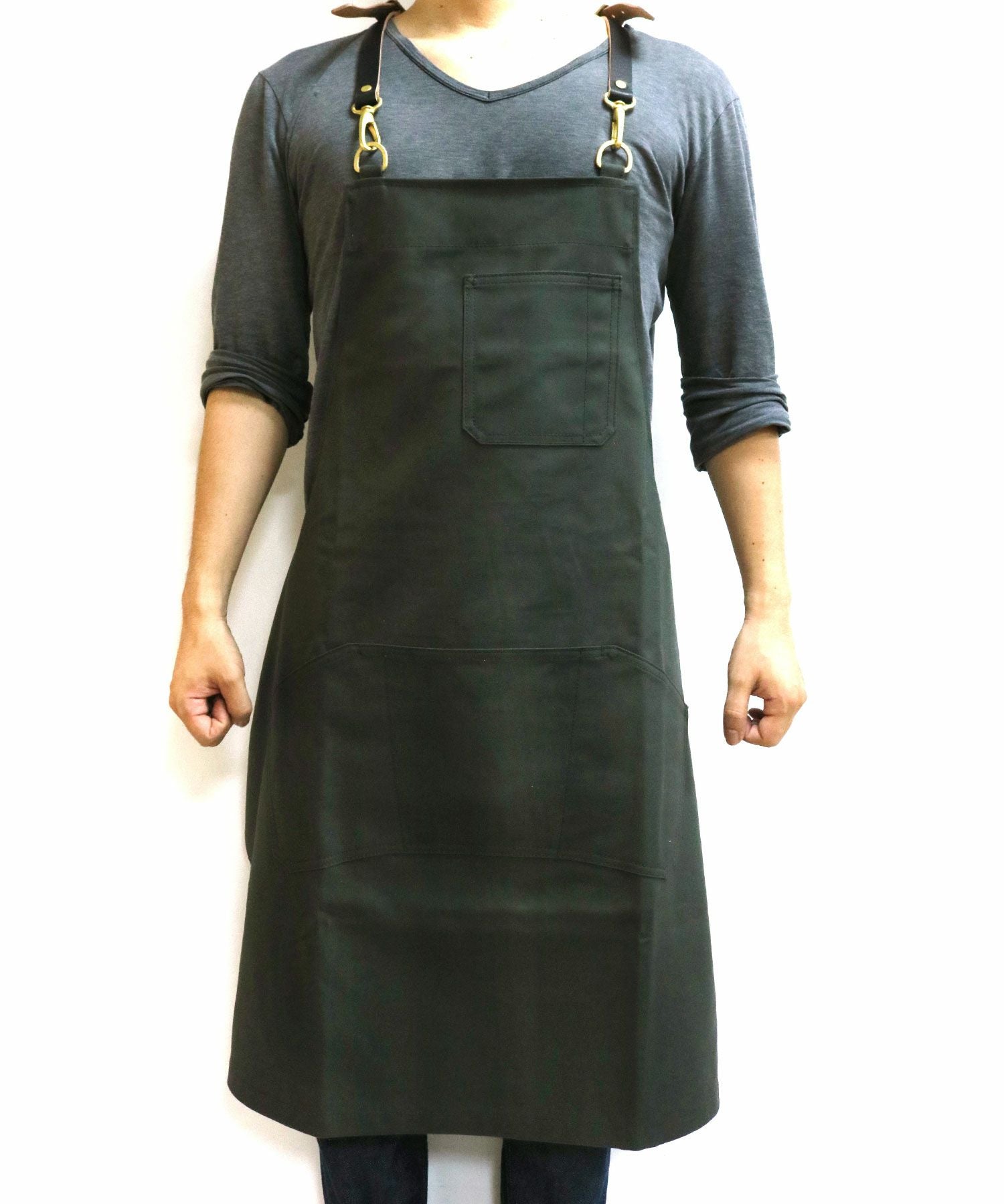 レザー × コットンサージ エプロン | sot online store