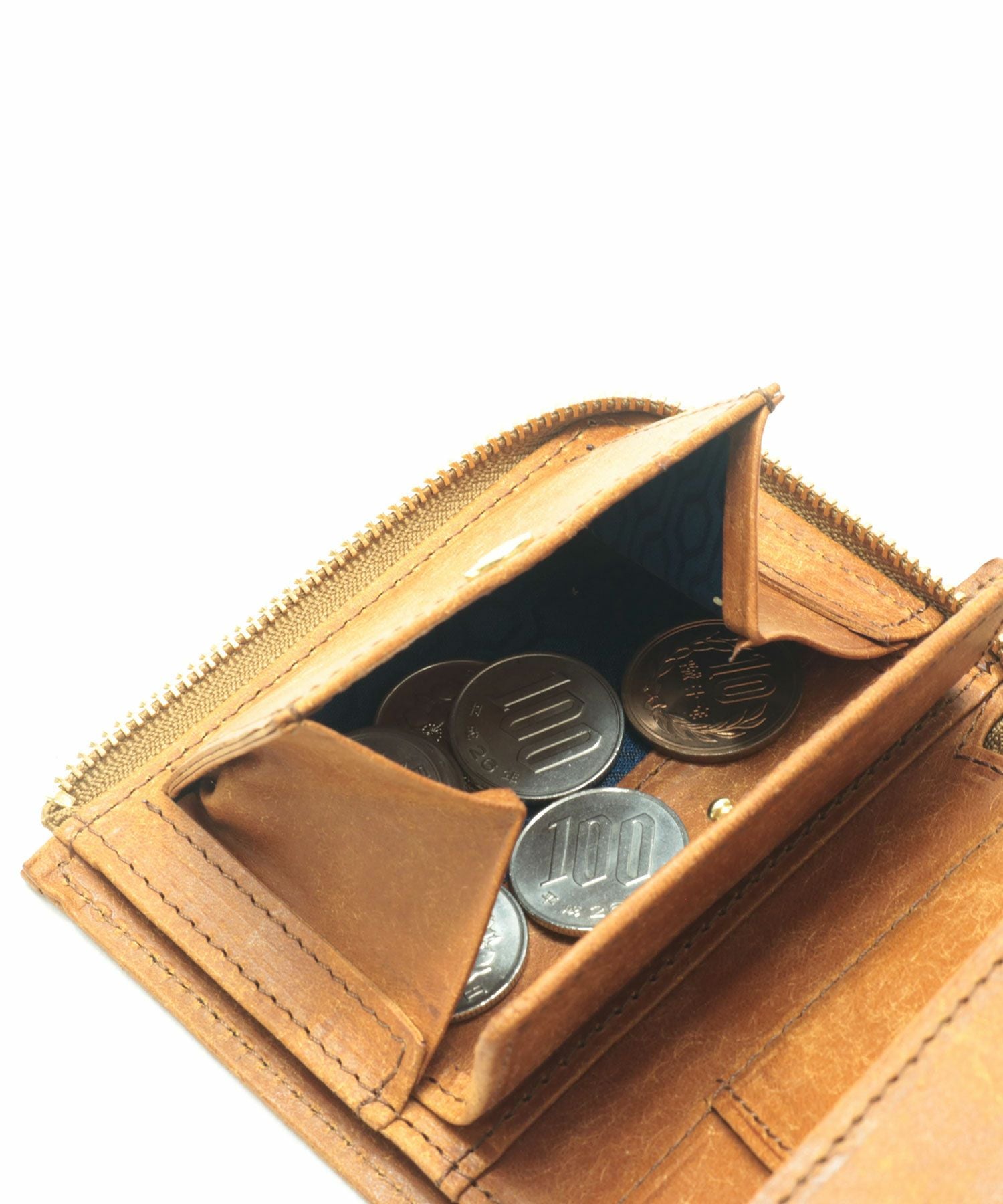 二つ折り革財布(プエブロレザー) プエブロレザーLファスナー 二つ折りミニ財布 | sot online store