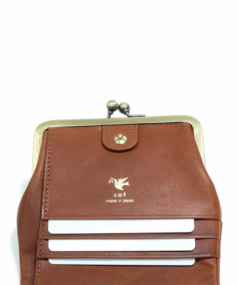 ELEGANZAレザーがま口 二つ折り財布 | sot online store